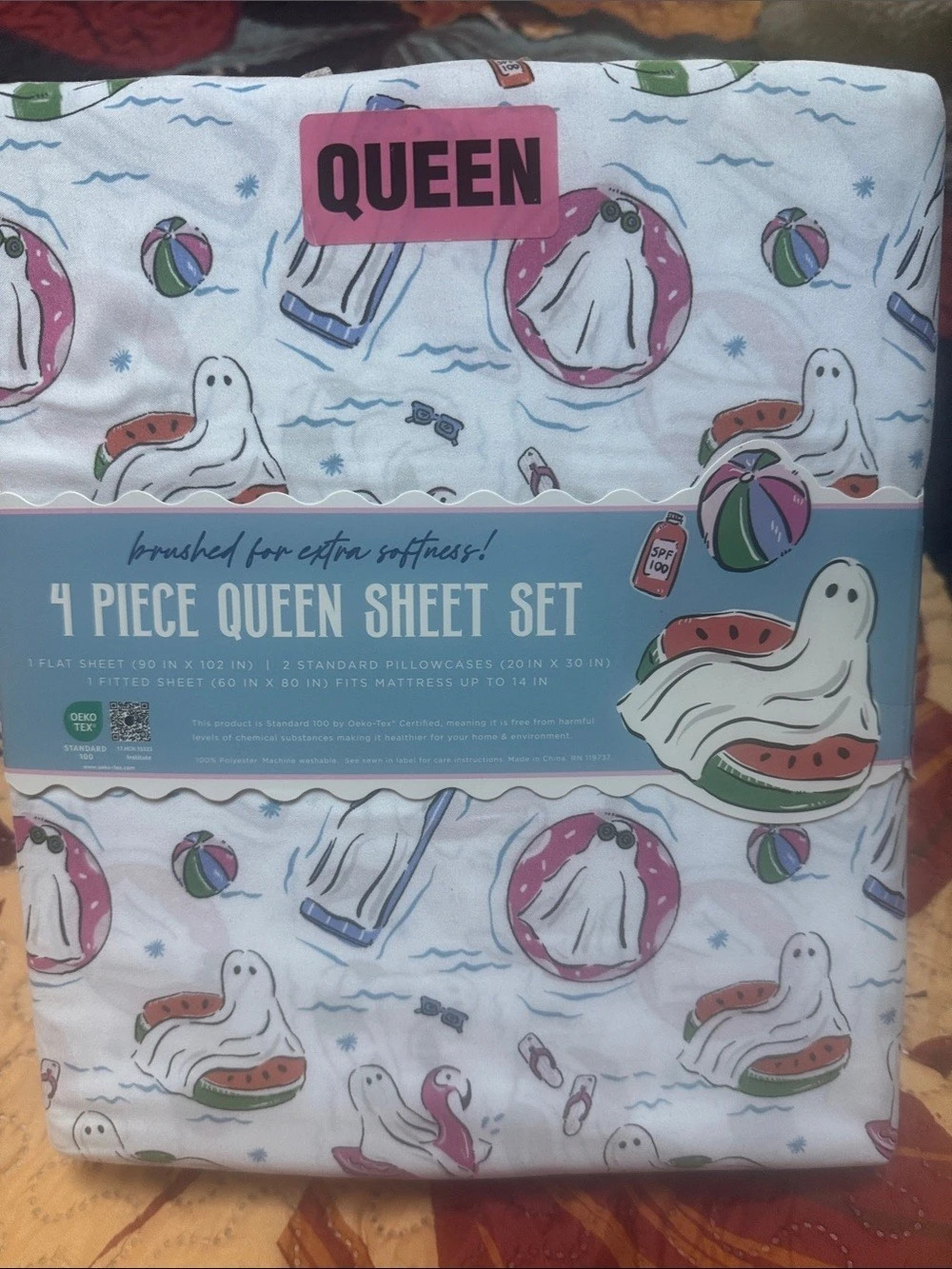 EnVogue Summer Ghosts Queen Sheet Set Blue & Multicolor